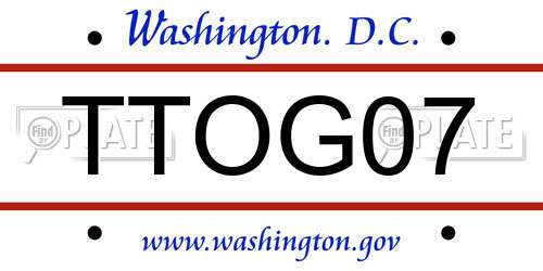 TTOG07 District Of Columbia License Plate