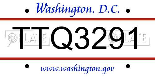 TTQ3291 District Of Columbia License Plate