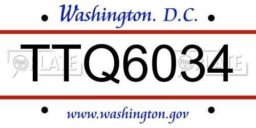 TTQ6034 District Of Columbia License Plate