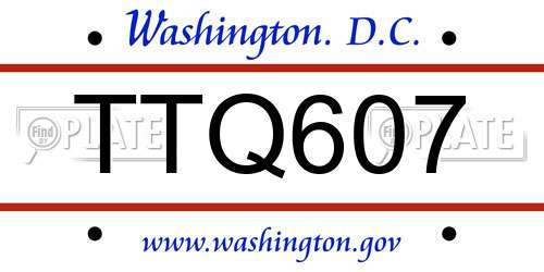 TTQ607 District Of Columbia License Plate