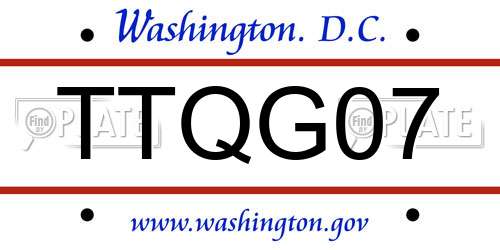 TTQG07 District Of Columbia License Plate