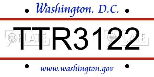TTR3122 District Of Columbia License Plate