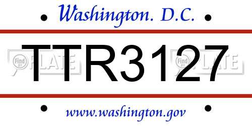 TTR3127 District Of Columbia License Plate