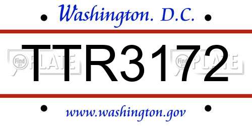 TTR3172 District Of Columbia License Plate