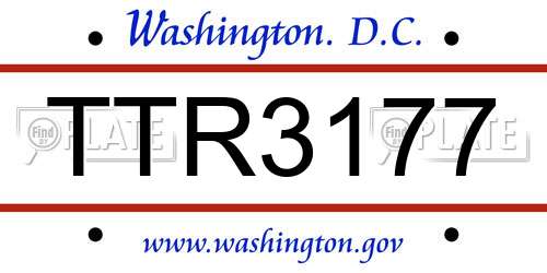 TTR3177 District Of Columbia License Plate