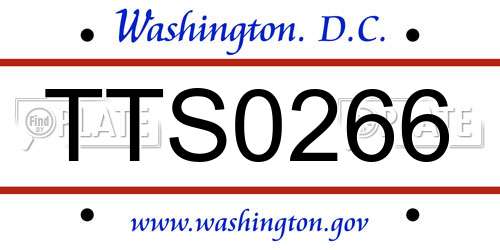 TTS0266 District Of Columbia License Plate