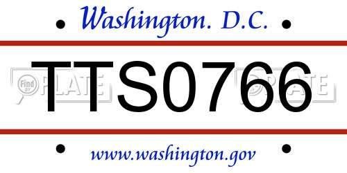 TTS0766 District Of Columbia License Plate