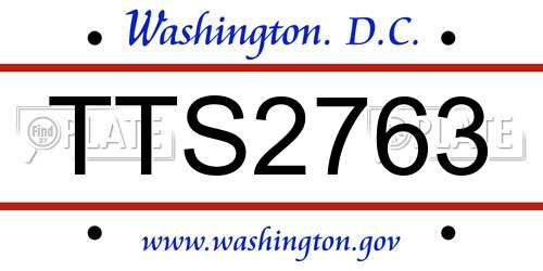 TTS2763 District Of Columbia License Plate