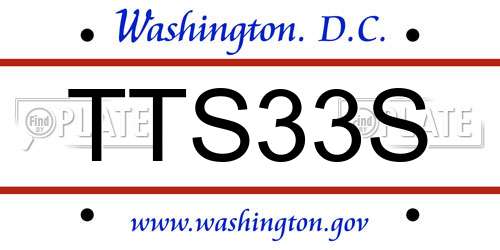 TTS33S District Of Columbia License Plate