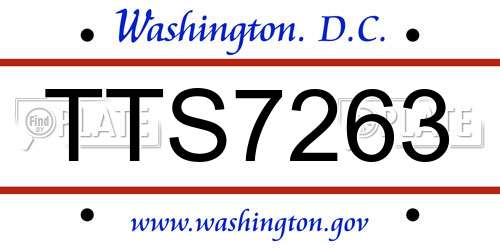 TTS7263 District Of Columbia License Plate