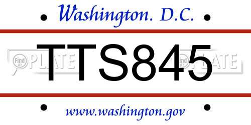TTS845 District Of Columbia License Plate