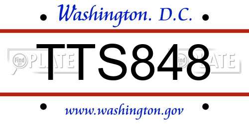TTS848 District Of Columbia License Plate