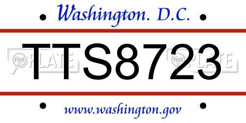 TTS8723 District Of Columbia License Plate