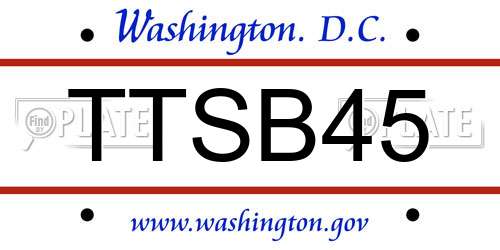 TTSB45 District Of Columbia License Plate