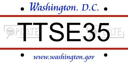 TTSE35 District Of Columbia License Plate