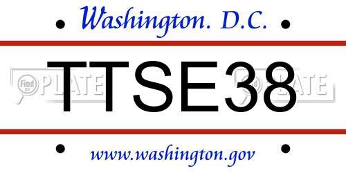 TTSE38 District Of Columbia License Plate