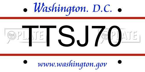 TTSJ70 District Of Columbia License Plate