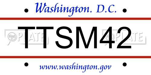 TTSM42 District Of Columbia License Plate