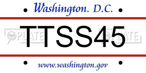 TTSS45 District Of Columbia License Plate