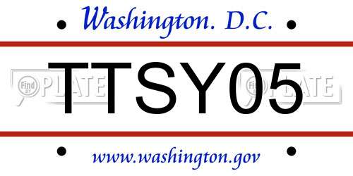 TTSY05 District Of Columbia License Plate