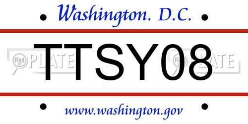 TTSY08 District Of Columbia License Plate