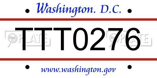 TTT0276 District Of Columbia License Plate