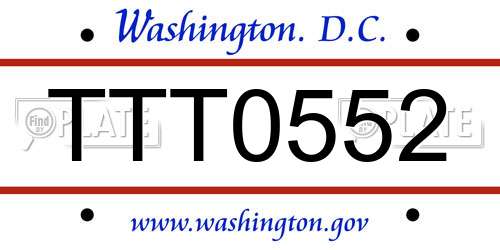 TTT0552 District Of Columbia License Plate