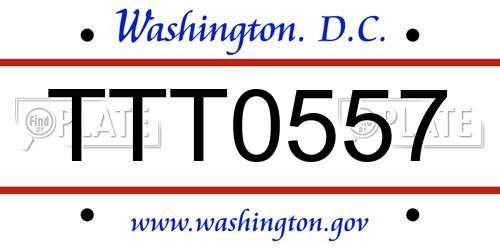 TTT0557 District Of Columbia License Plate