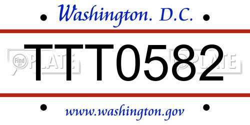 TTT0582 District Of Columbia License Plate