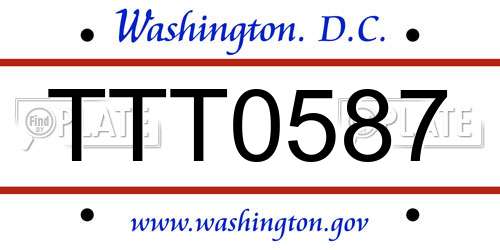 TTT0587 District Of Columbia License Plate