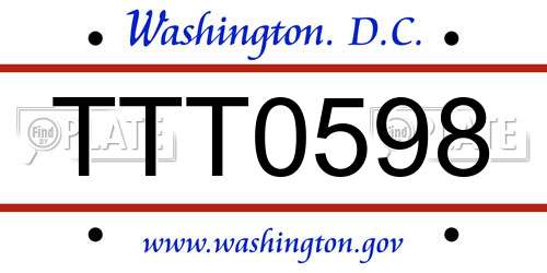 TTT0598 District Of Columbia License Plate