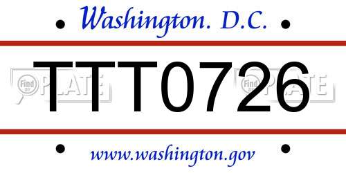 TTT0726 District Of Columbia License Plate