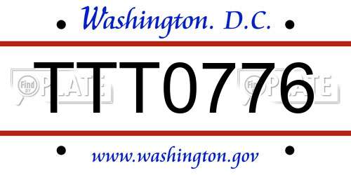 TTT0776 District Of Columbia License Plate