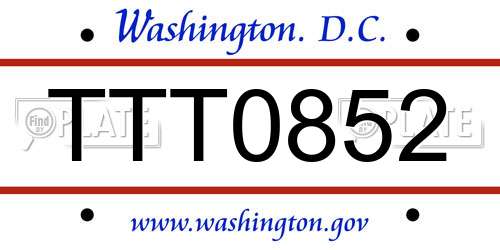 TTT0852 District Of Columbia License Plate