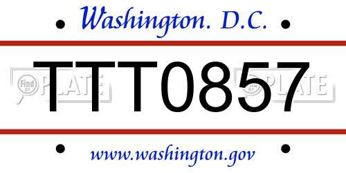 TTT0857 District Of Columbia License Plate