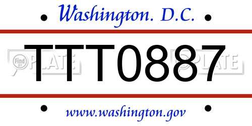 TTT0887 District Of Columbia License Plate