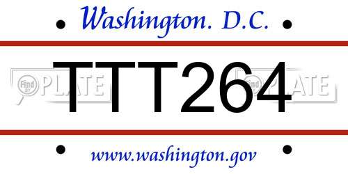 TTT264 District Of Columbia License Plate