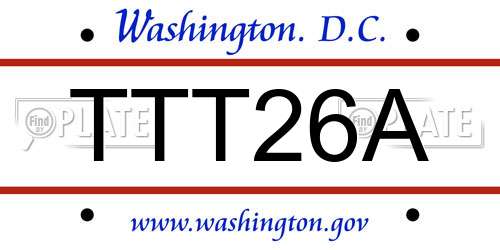 TTT26A District Of Columbia License Plate