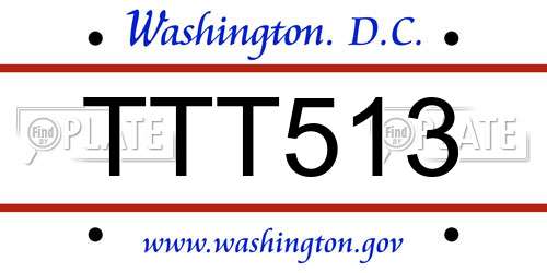 TTT513 District Of Columbia License Plate