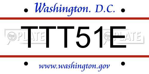 TTT51E District Of Columbia License Plate