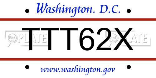 TTT62X District Of Columbia License Plate