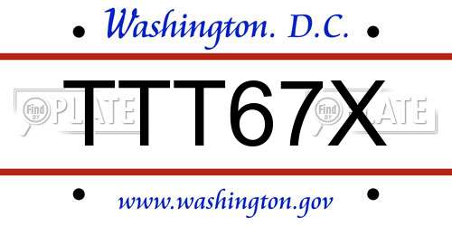 TTT67X District Of Columbia License Plate
