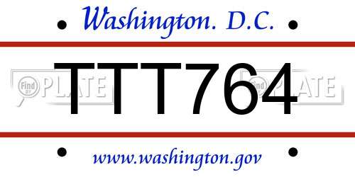 TTT764 District Of Columbia License Plate