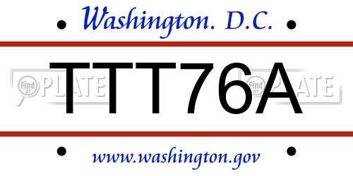 TTT76A District Of Columbia License Plate