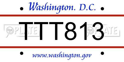 TTT813 District Of Columbia License Plate