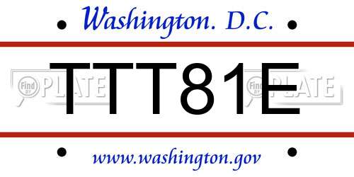TTT81E District Of Columbia License Plate