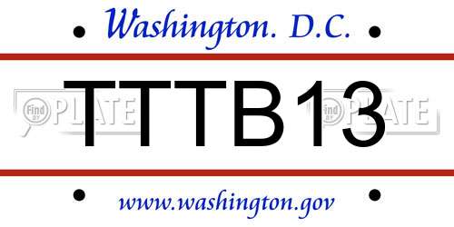 TTTB13 District Of Columbia License Plate