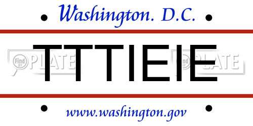 TTTIEIE District Of Columbia License Plate