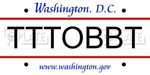 TTTOBBT District Of Columbia License Plate