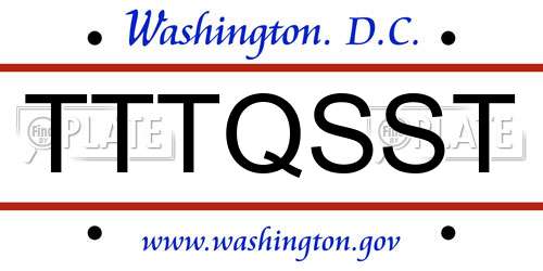 TTTQSST District Of Columbia License Plate